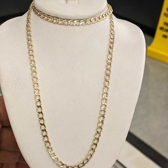 10kt Real Gold Cuban Diamond Cut Chain 3.5mm 20 inches